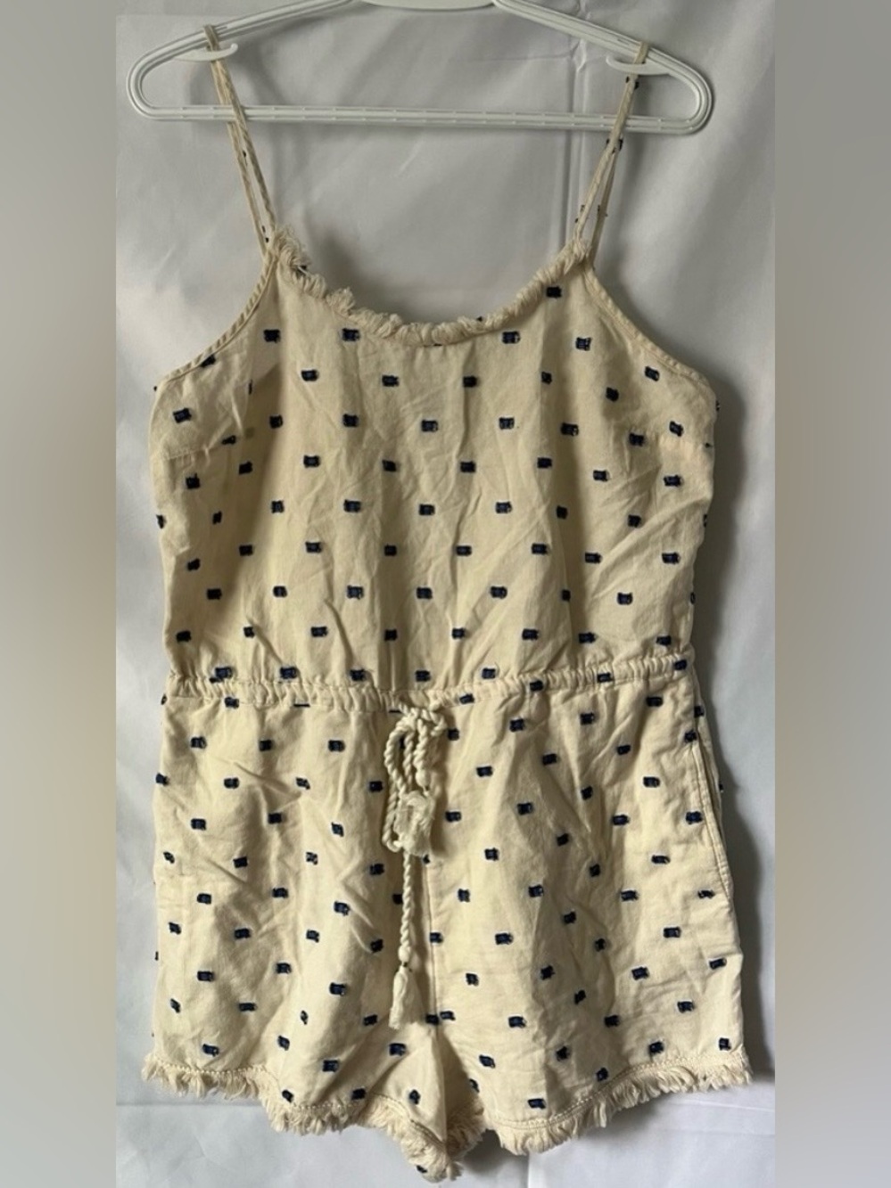 Aerie Boho Cream Embroidered Mini Romper | Cottagecore Coastal Summer